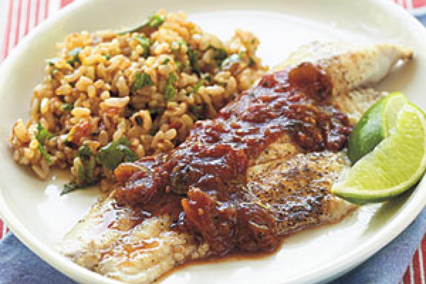 Catfish with Cilantro-Chipotle Rice