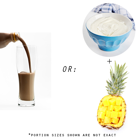 Photo: Diet shake, yogurt, pineapple