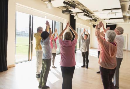 group doing yoga
