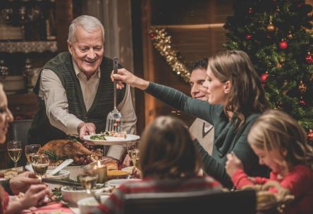 Family eating a holiday meal