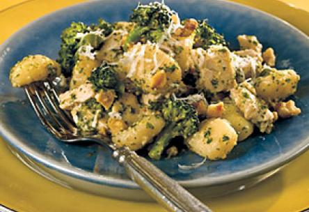 Chicken, Broccoli, and Gnocchi with Parsley Pesto